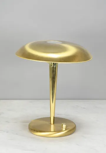 Brass Metal Shaded Mid Century Table Lamp