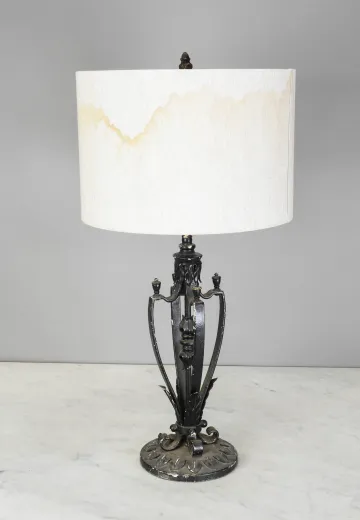 Distressed Iron Table Lamp w/Stained Shade