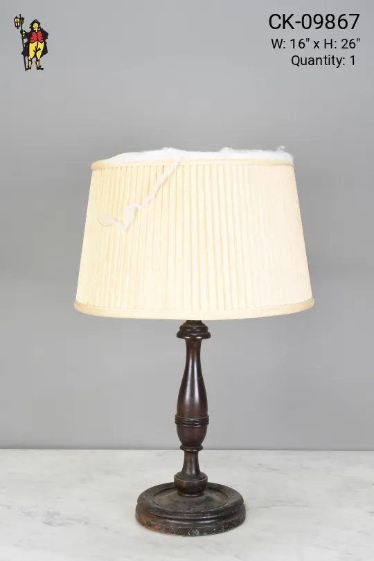 Wooden Table Lamp w/Ripped Shade
