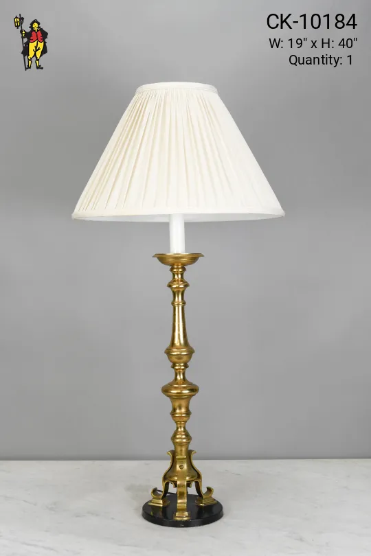 Tall Brass Single Candle Table Lamp