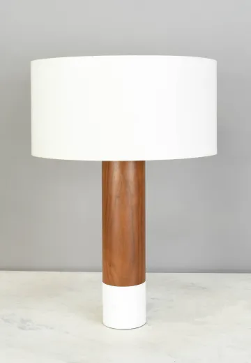 Modern Wood & Marble Table Lamp