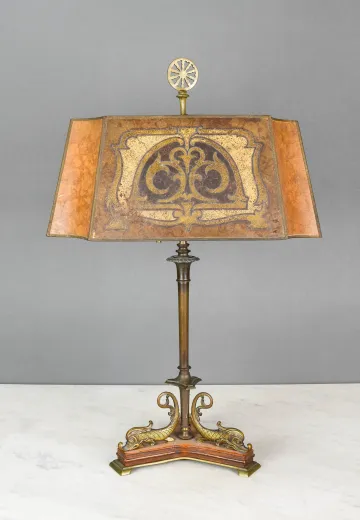 Mica Shaded Brass Koi Fish Table Lamp