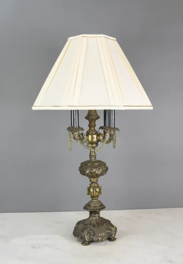 French Four Candle Brass Table Lamp