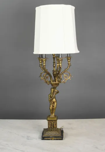 French Art Deco Brass Table Lamp