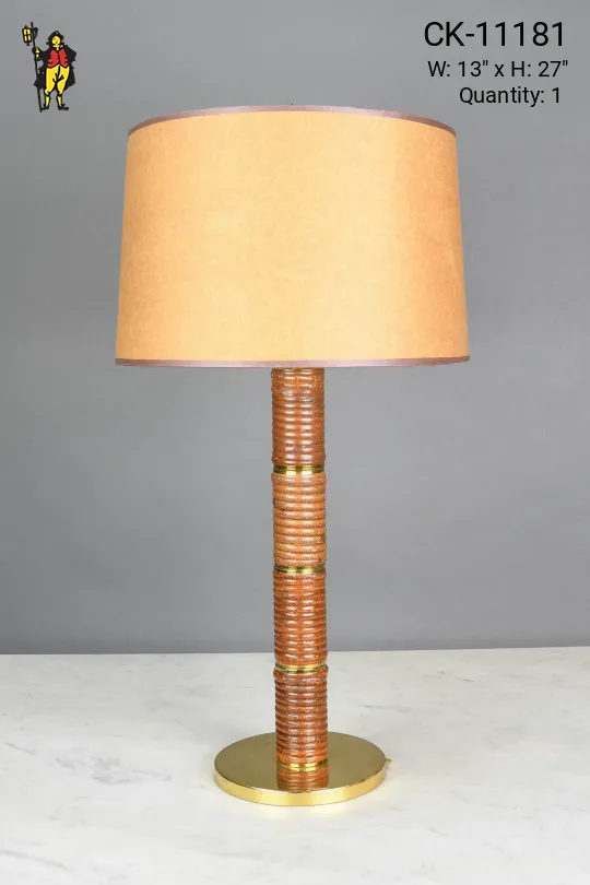 Wood & Brass Mid-Century Modern Table Lamp
