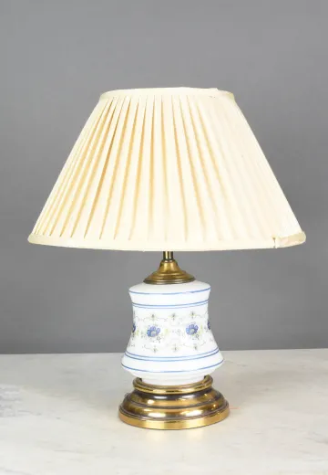 Small Ceramic White & Brass Table Lamp