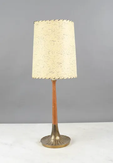 Brass & Wooden Seventies Table Lamp