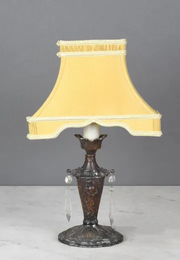 Small Bronze Table Lamp w/Crystal Drops