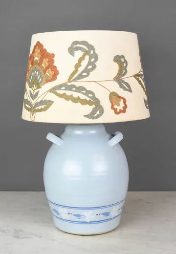 Painted Blue Ceramic Table Lamp