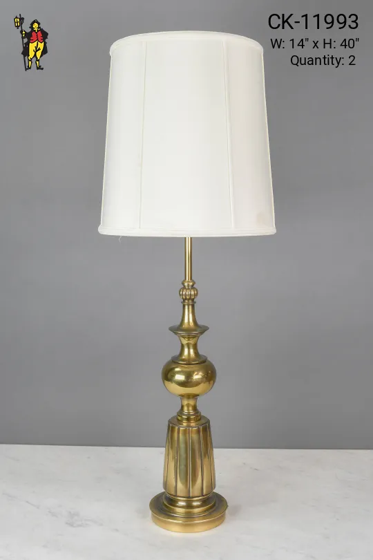 Tall Polished Brass Table Lamp