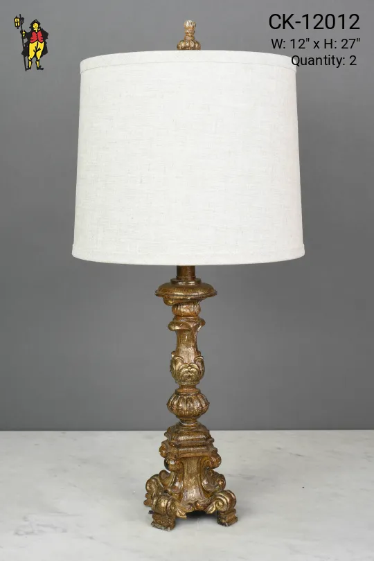 Footed Brass Table Lamp