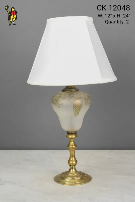 Brass & Glass Painted "Grapes" Table Lamp