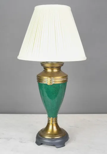 Green & Brass Footed Table Lamp