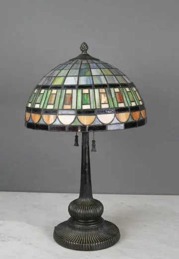Slag Glass Mission Style Table Lamp