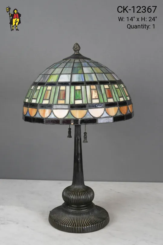 Slag Glass Mission Style Table Lamp
