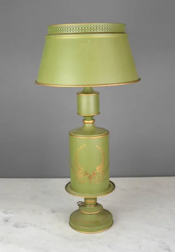 Green Tall Metal Shaded Table Lamp