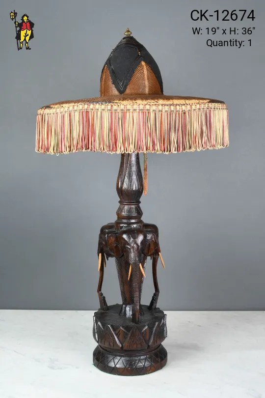 Wooden Elephant Table Lamp