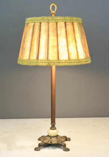 Mica Shaded Brass Table Lamp