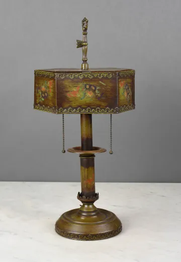 Metal Shaded Single Candle Table Lamp