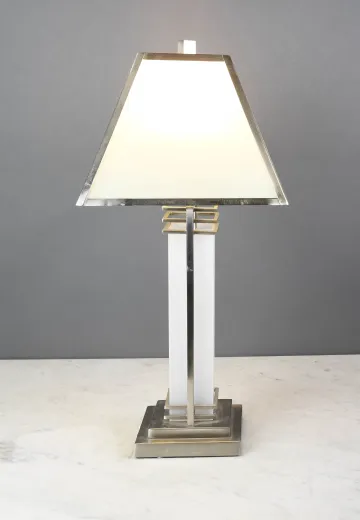 Modern Glass & Nickel Table Lamp