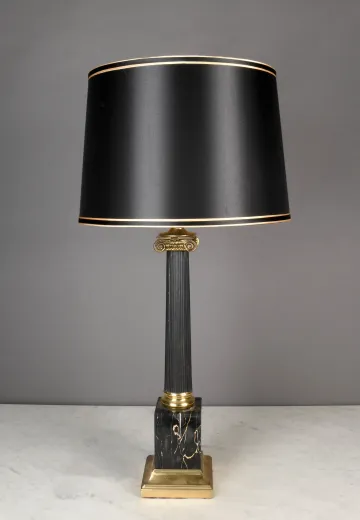Black & Brass Column Table Lamp