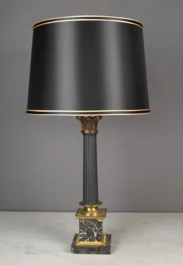Black & Brass Column Table Lamp