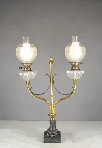 Electrified Faux Oil Two Light Oversize Table Lamp