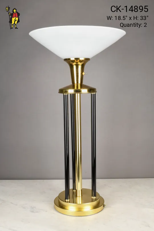 Black & Brass Torchiere Style Table Lamp