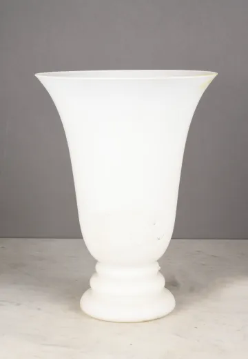 Large Torchiere Style White Glass Table Lamp