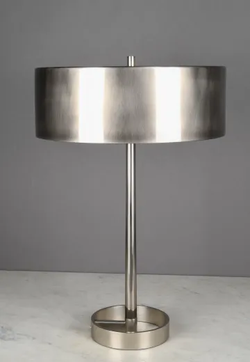 Polished Nickel Metal Shaded Table Lamp