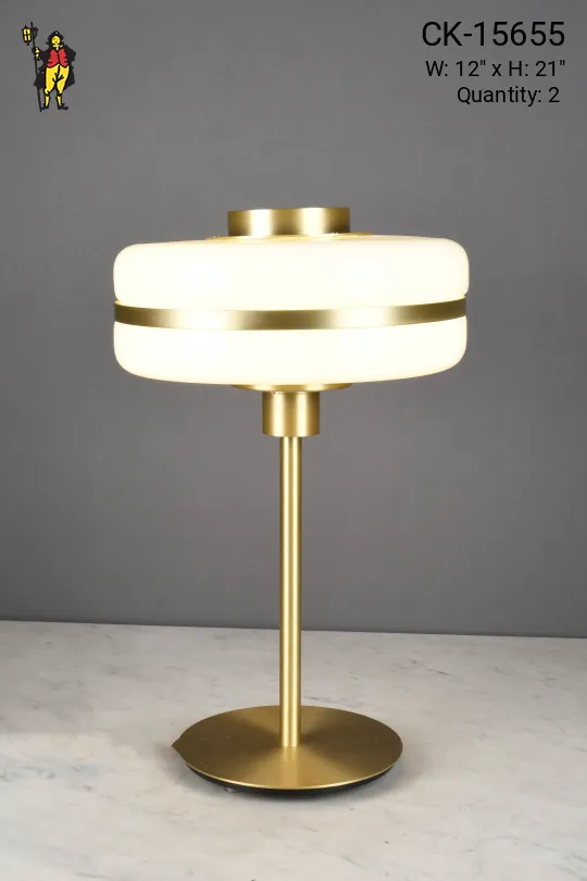 Glass & Brass Shaded Brass Table Lamp