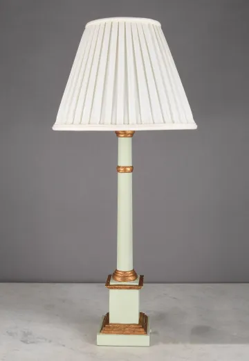 Painted Light Green & Brass Traditional Table Lamp