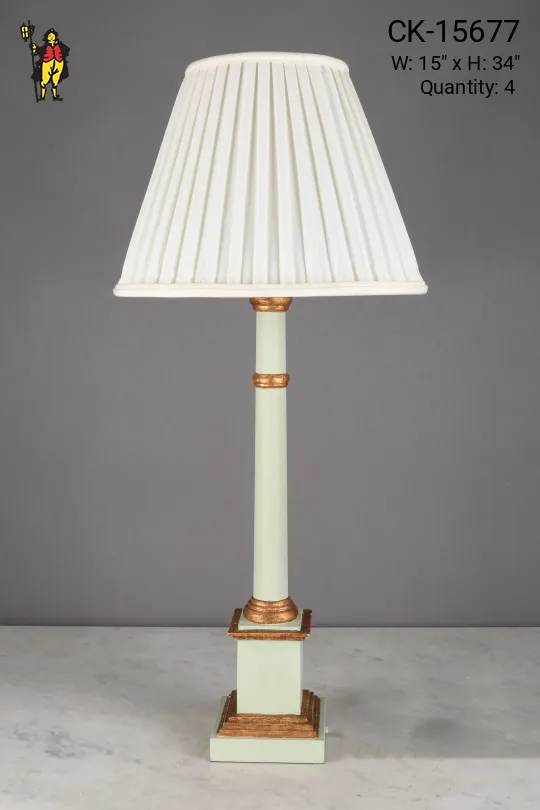 Painted Light Green & Brass Traditional Table Lamp