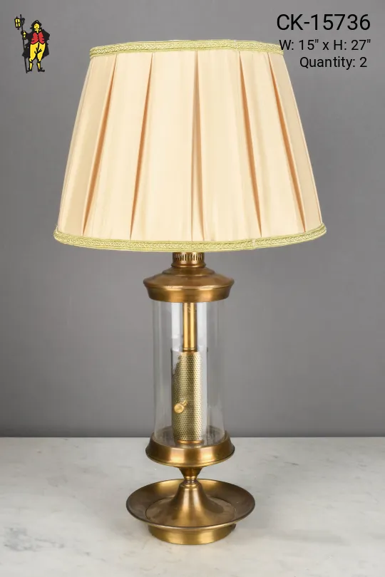 Antique Brass & Glass Table Lamp