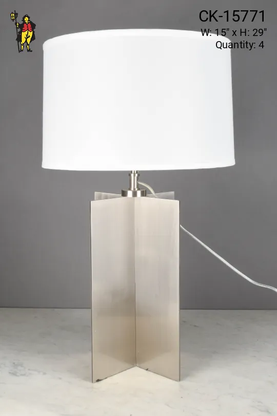 Nickel "X" Shaped Table Lamp