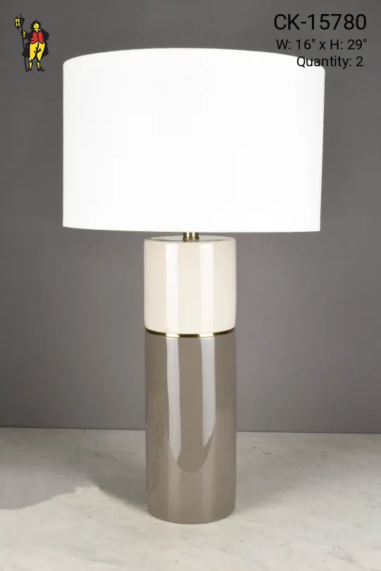 Gray w/Brass Accent Ceramic Table Lamp