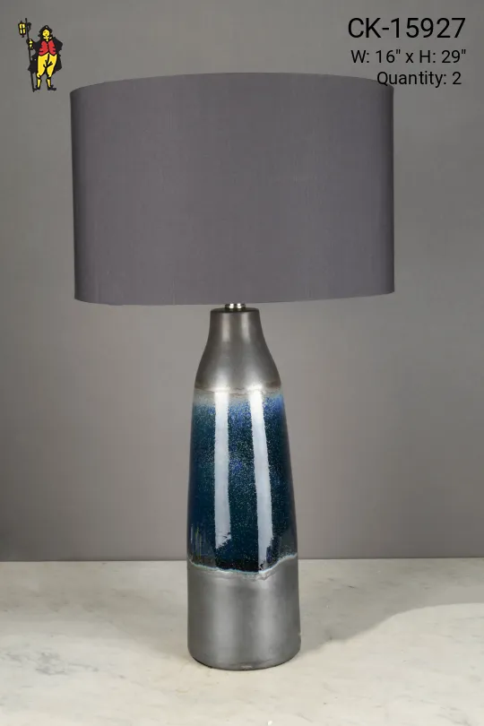 Gray & Blue Ceramic Table Lamp