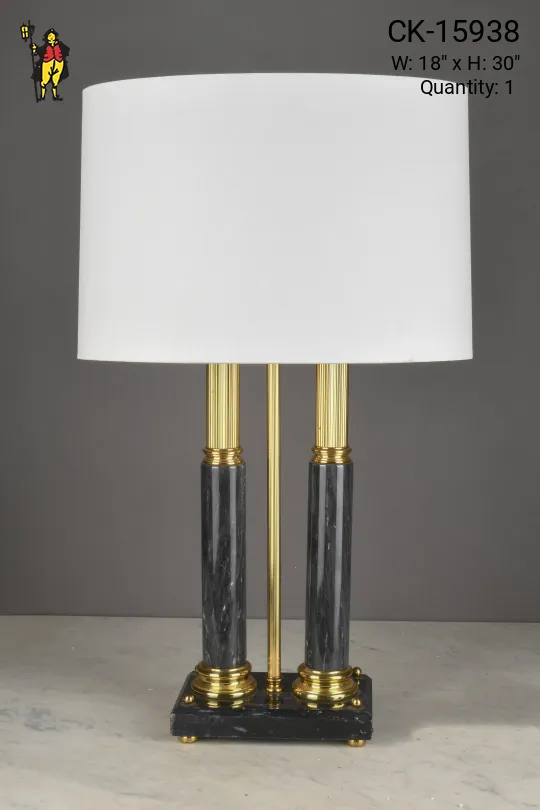 Black Marble & Brass Two Candle Bouliette Lamp