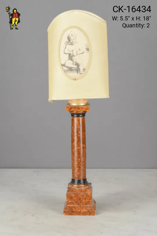 Wooden Traditional Table Lamp w/Fabric Shield Shade