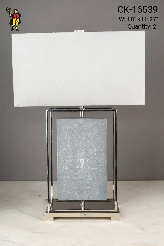 Blue & Polished Nickel Table Lamp