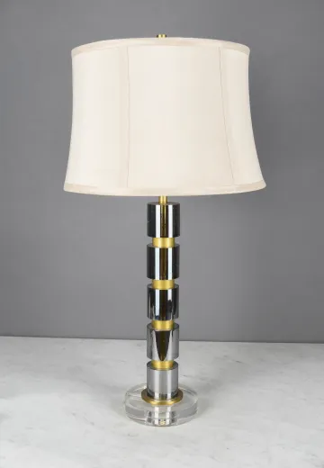 Lucite & Brass Modern Table Lamp