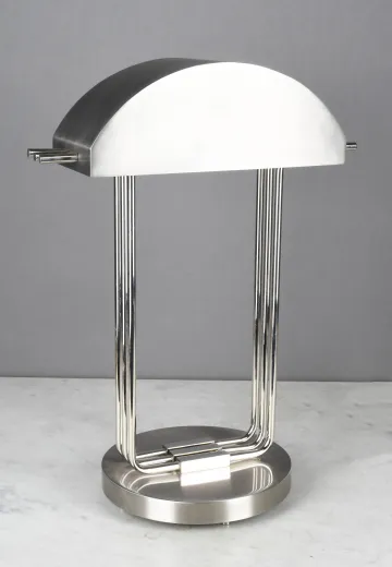 Brushed Nickel Metal Shaded Desk Lamp