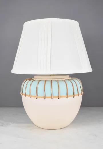 Oversize Light Blue & White Ceramic Table Lamp