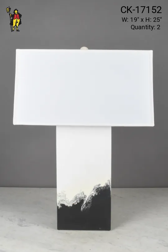White & Black Abstract Rectangular Table Lamp