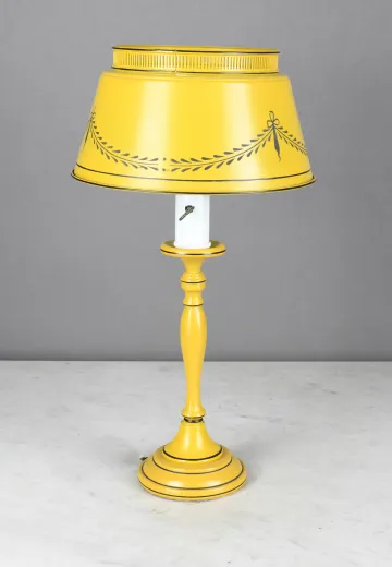 Yellow Metal Shaded Single Candle Table Lamp