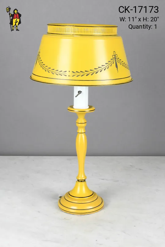 Yellow Metal Shaded Single Candle Table Lamp
