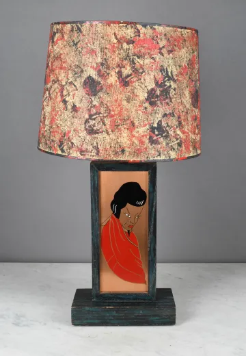 Wooden Painted Portrait Table Lamp