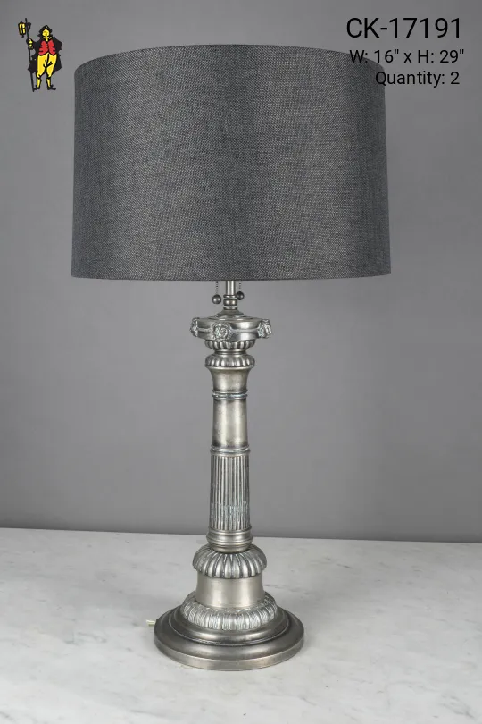 Gray Traditional Column Table Lamp