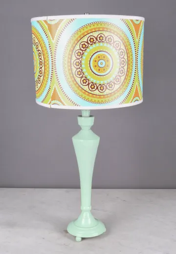 Green Textured Mid Century Table Lamp