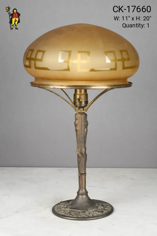 Art Deco Amber Glass Shaded Table Lamp